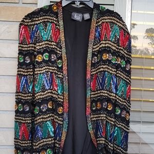 vintage modi 100% silk jacket sequin